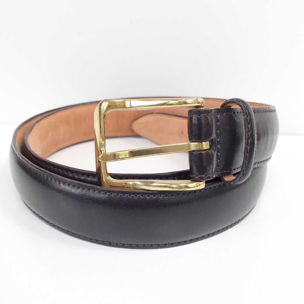 JOS A BANK Leather Belt-Dark Brown-Size 38